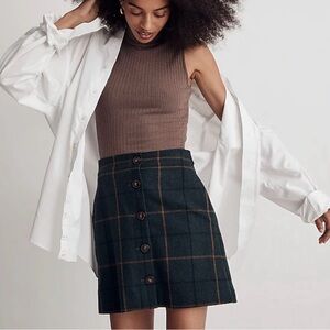 Madewell Plaid Button-Front Skirt